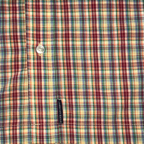 American Eagle Multi-Colored Plaid Button Down Axle Shirt - Men’s Medium - Picture 7 of 10